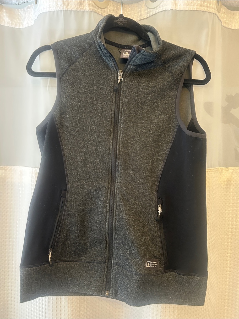 Eastern Mountain Sports EMS Charcoal Gray and Black Sleeveless Zip Layer Vest